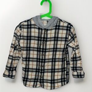 Carter's Plaid Button-Down Shirt - Black, Gray, and Tan